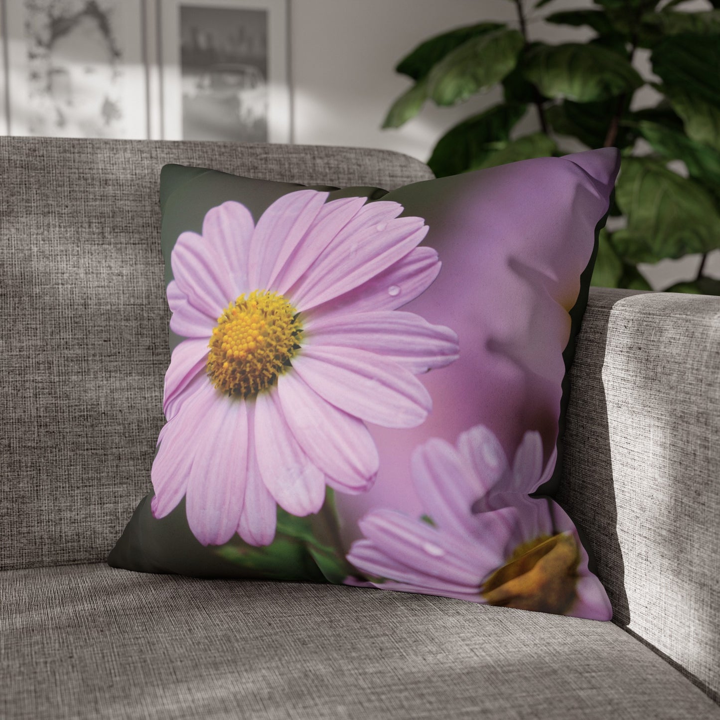 Floral Faux Suede Square Pillowcase