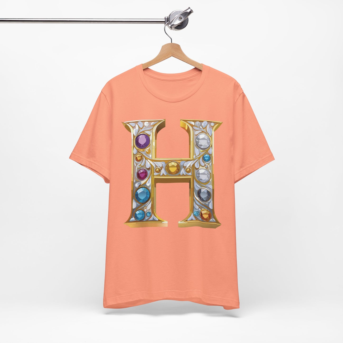 Letter Shirt, Shirt with Letters, Tee Shirt with Gold Letter, Shirt with Antique Letters