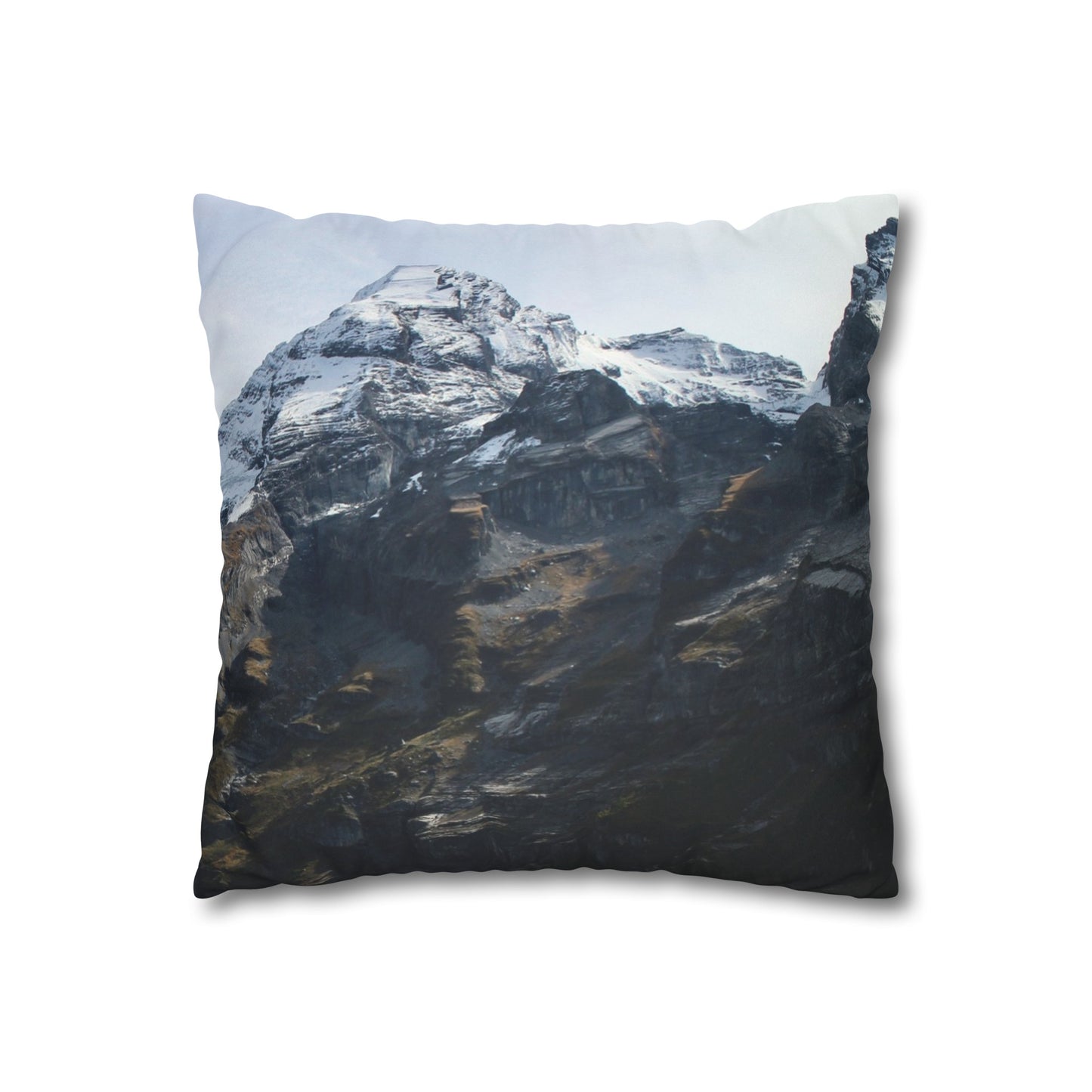 Faux Suede Square Pillowcase with Landscape