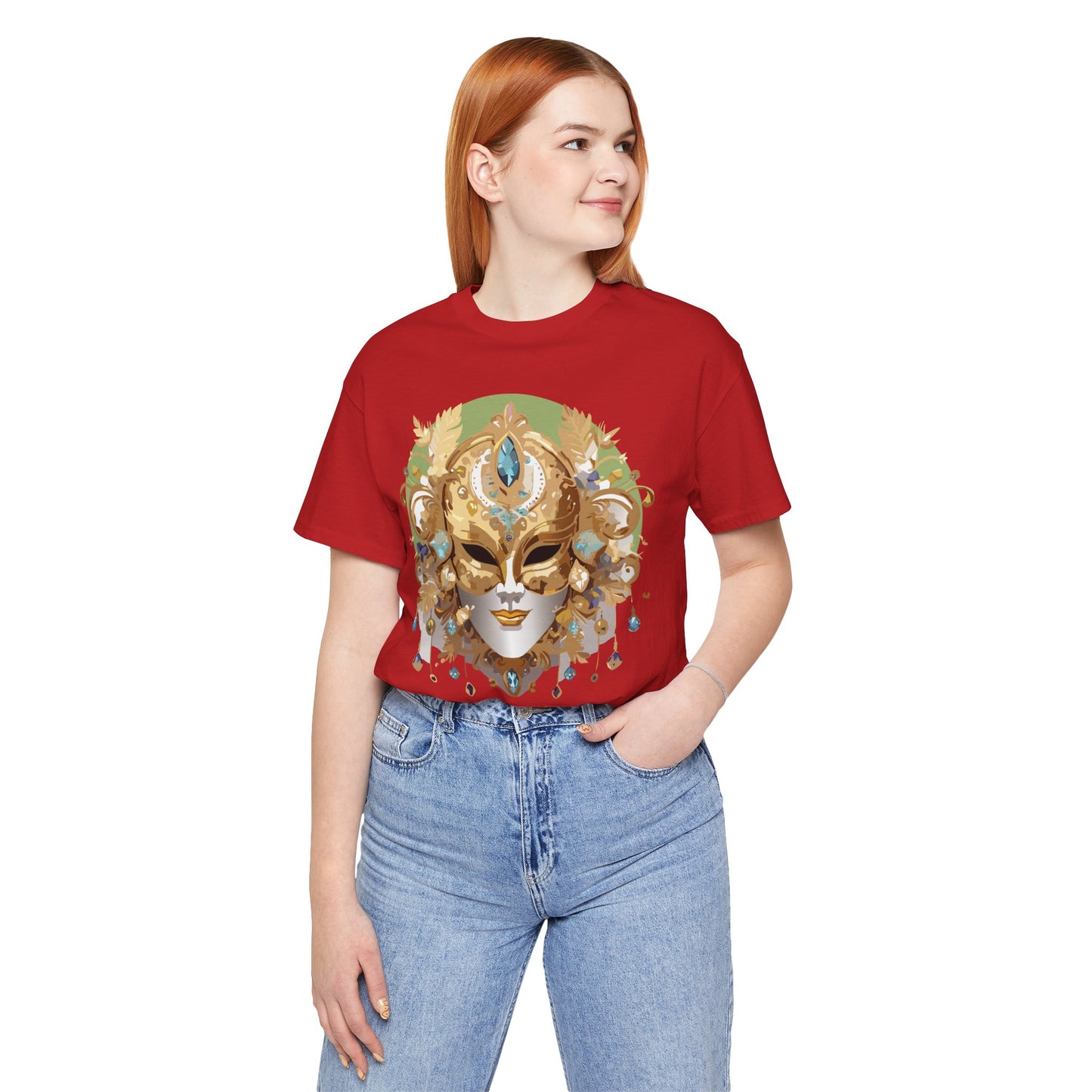 Mask Shirt, Shirt with Mask, Tee Shirt with Gold Face
