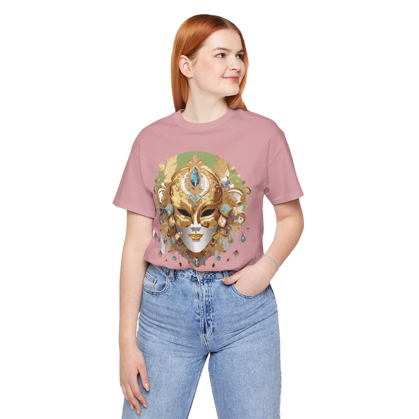 Mask Shirt, Shirt with Mask, Tee Shirt with Gold Face