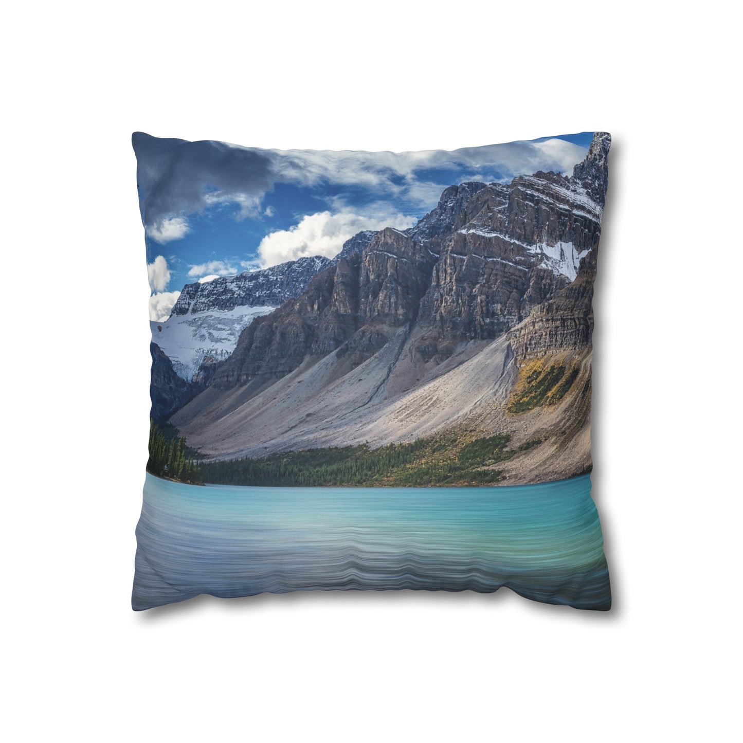 Faux Suede Square Pillowcase with Landscape