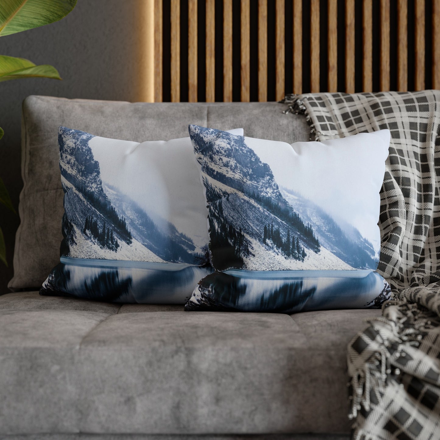 Faux Suede Square Pillowcase with Landscape