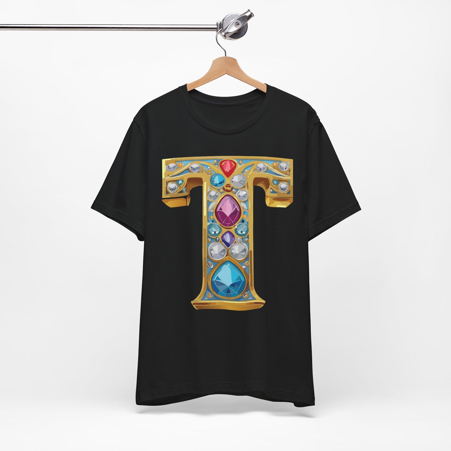 Letter Shirt, Shirt with Letters, Tee Shirt with Gold Letter, Shirt with Antique Letters