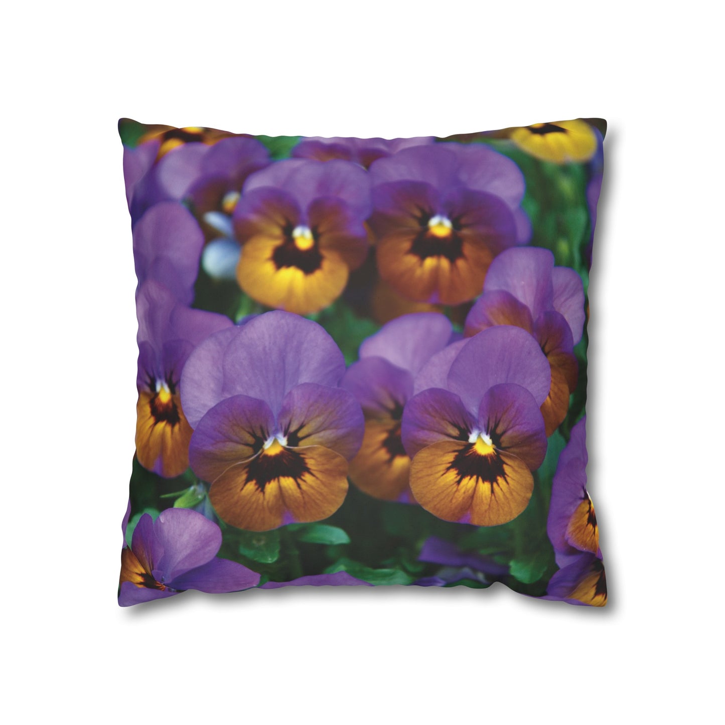 Floral Faux Suede Square Pillowcase