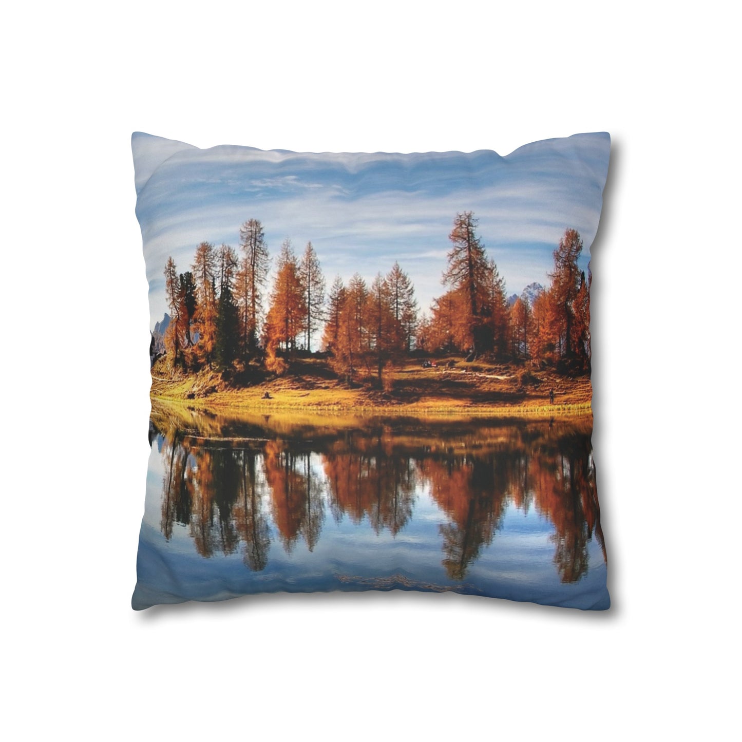 Faux Suede Square Pillowcase with Landscape