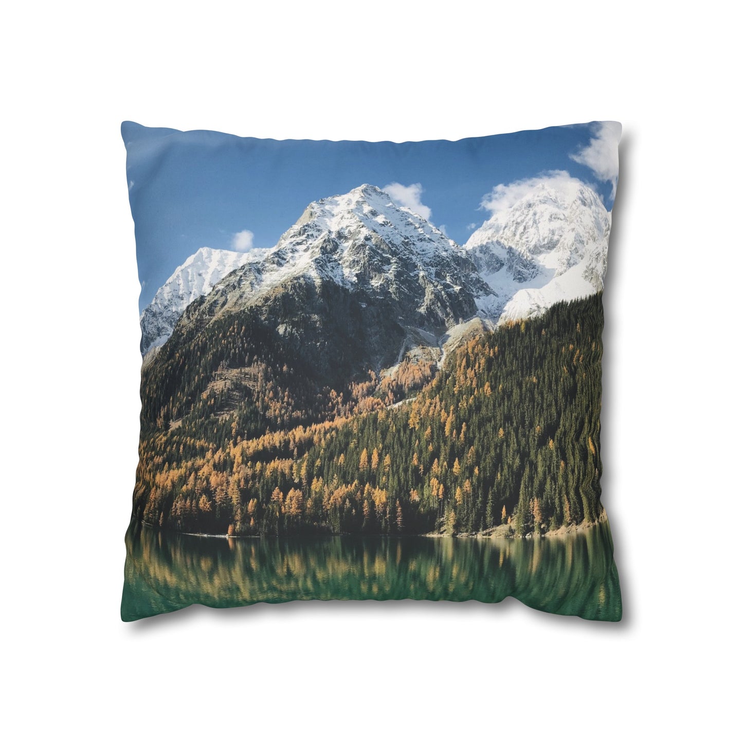 Faux Suede Square Pillowcase with Landscape