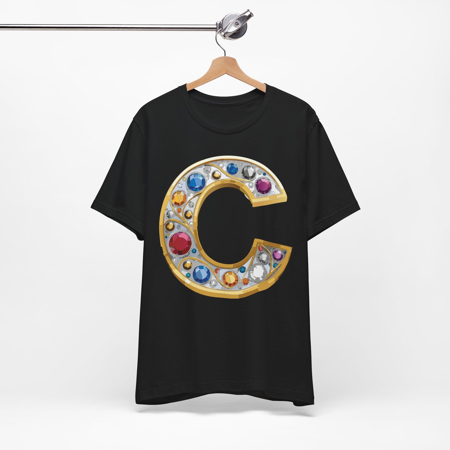 Letter Shirt, Shirt with Letters, Tee Shirt with Gold Letter, Shirt with Antique Letters