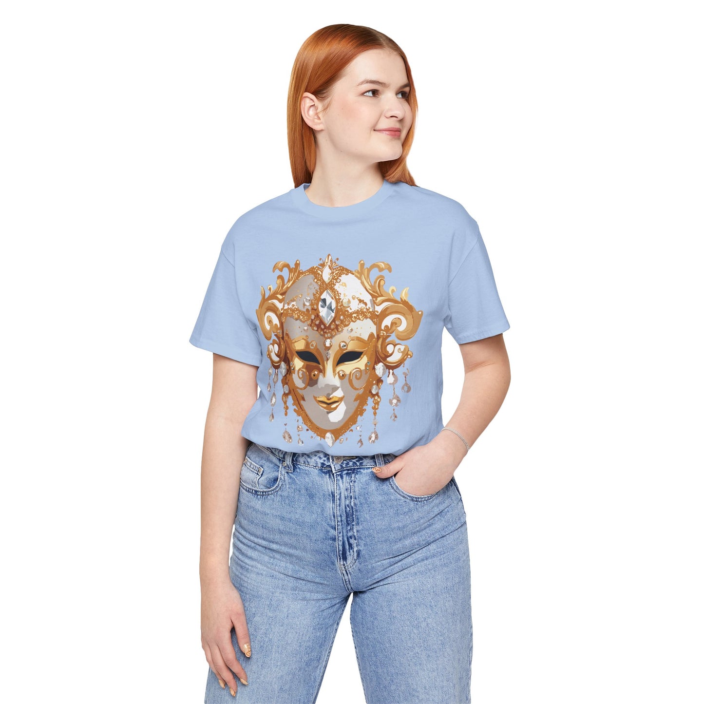 Mask Shirt, Shirt with Mask, Tee Shirt with Gold Face