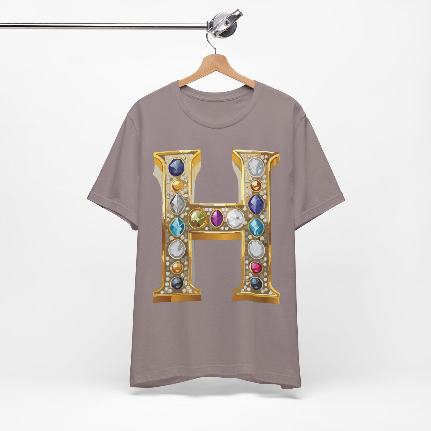 Letter Shirt, Shirt with Letters, Tee Shirt with Gold Letter, Shirt with Antique Letters