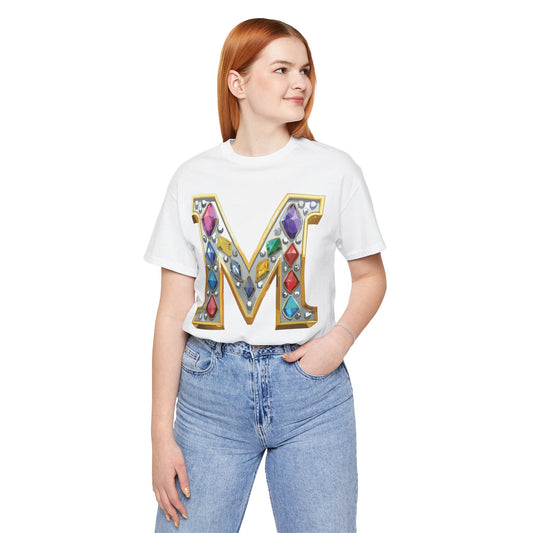 Letter Shirt, Shirt with Letters, Tee Shirt with Gold Letter, Shirt with Antique Letters