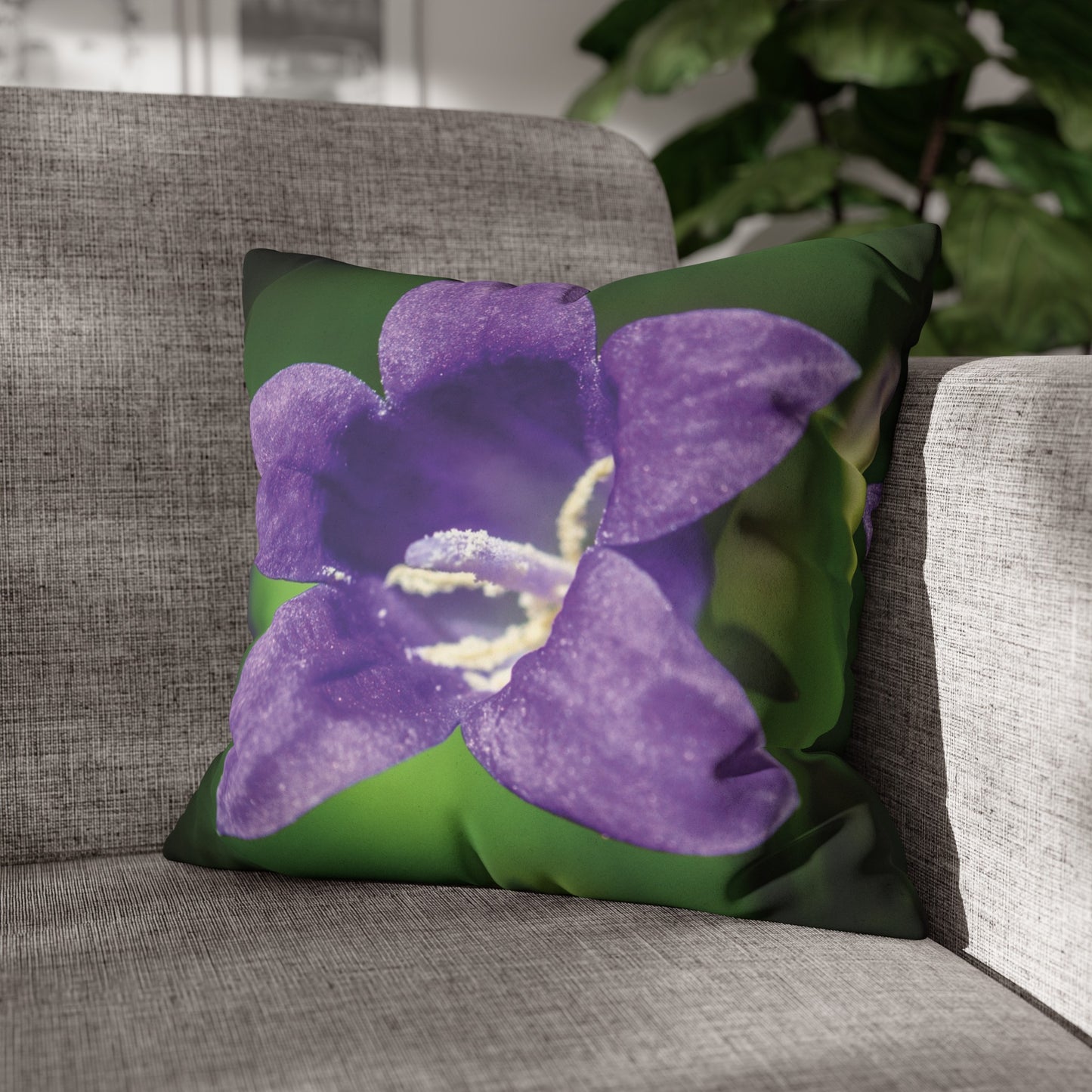 Floral Faux Suede Square Pillowcase