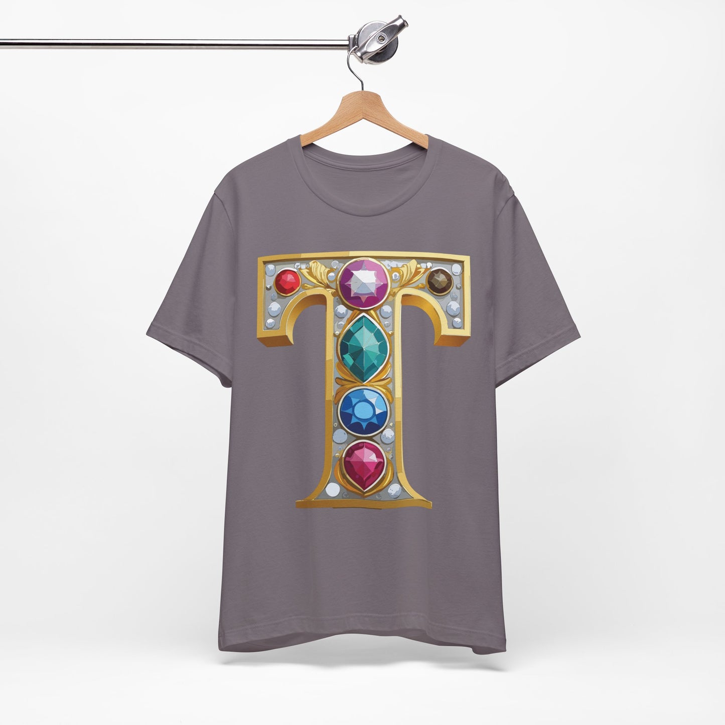 Letter Shirt, Shirt with Letters, Tee Shirt with Gold Letter, Shirt with Antique Letters