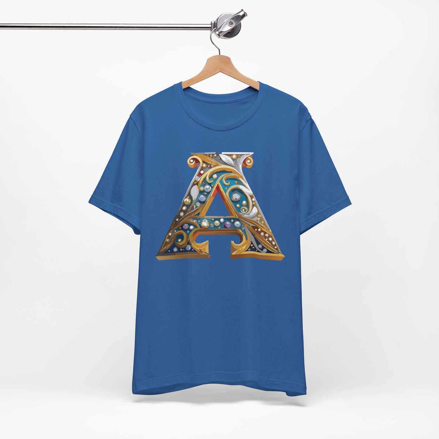 Letter Shirt, Shirt with Letters, Tee Shirt with Gold Letter, Shirt with Antique Letters