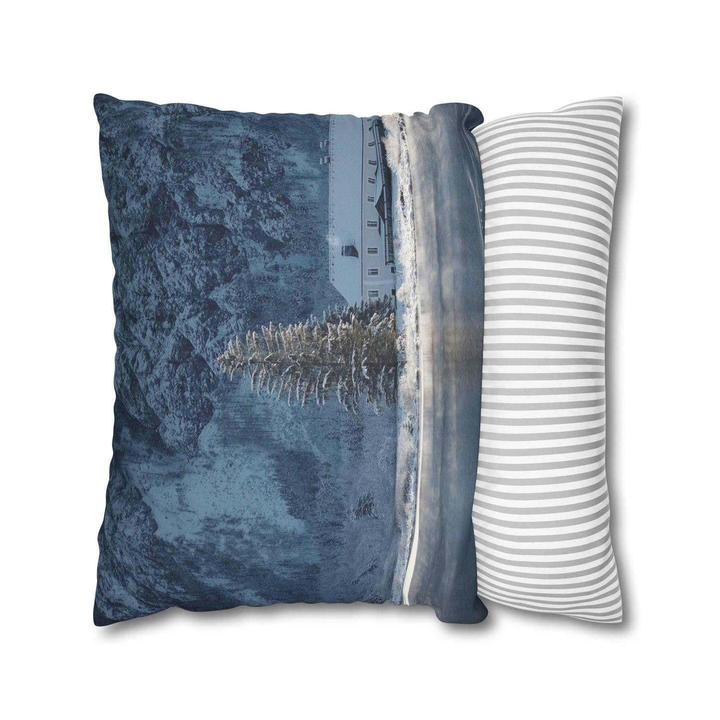 Faux Suede Square Pillowcase with Landscape