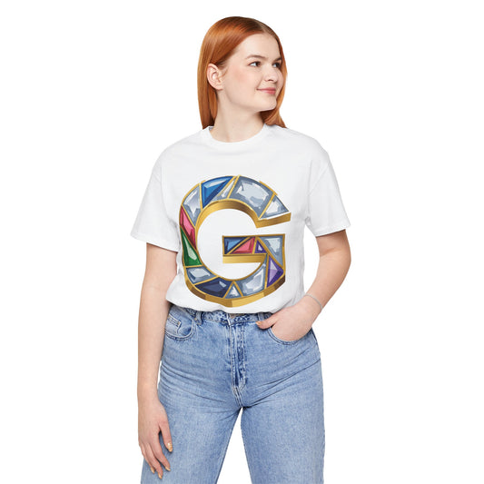 Letter Shirt, Shirt with Letters, Tee Shirt with Gold Letter, Shirt with Antique Letters