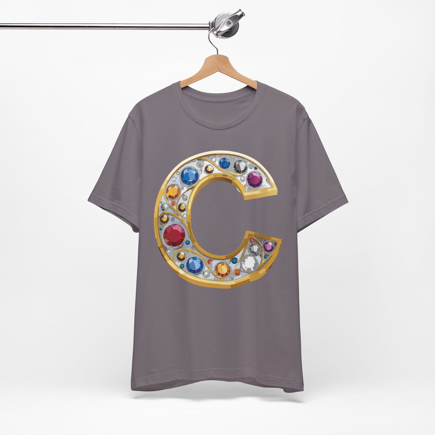 Letter Shirt, Shirt with Letters, Tee Shirt with Gold Letter, Shirt with Antique Letters