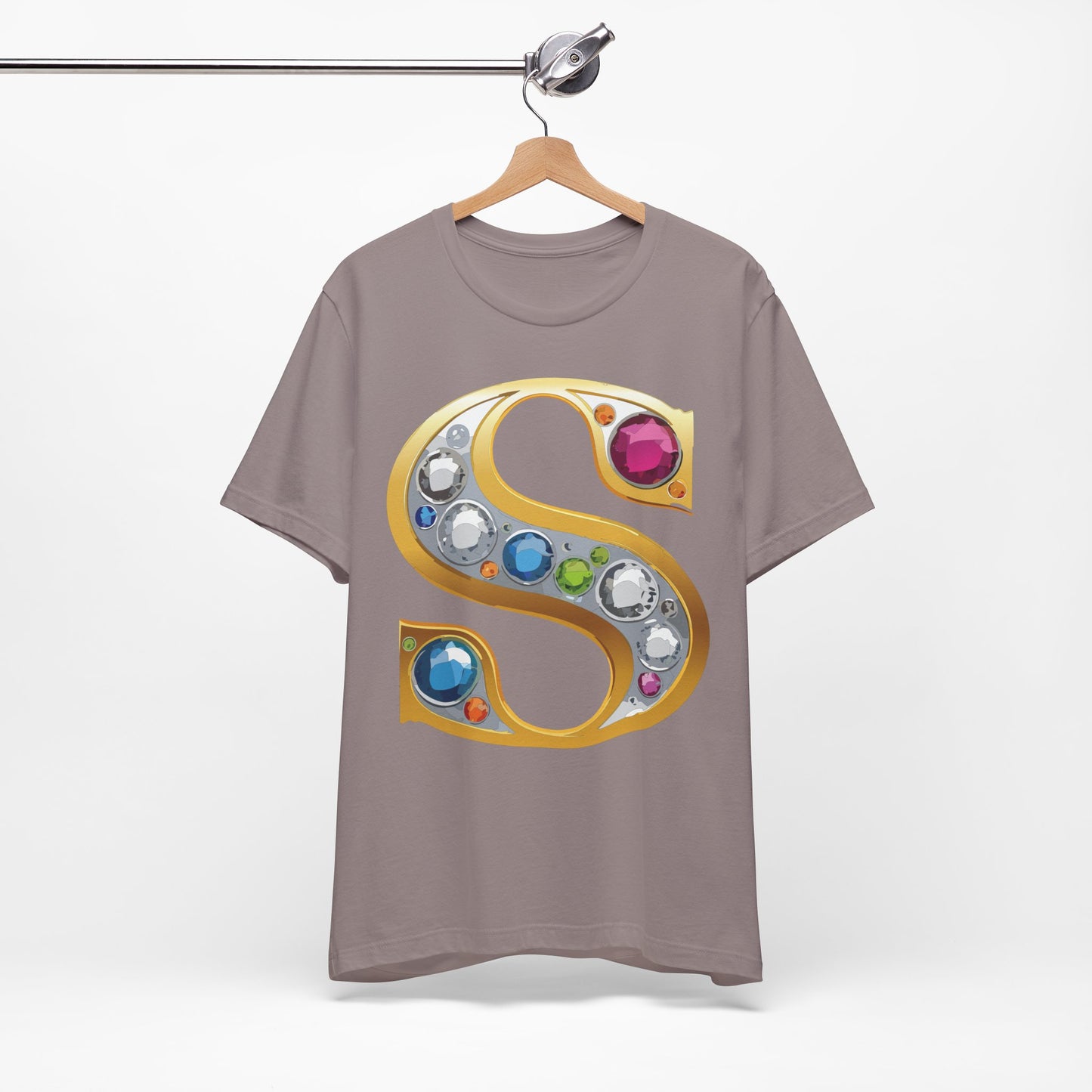 Letter Shirt, Shirt with Letters, Tee Shirt with Gold Letter, Shirt with Antique Letters