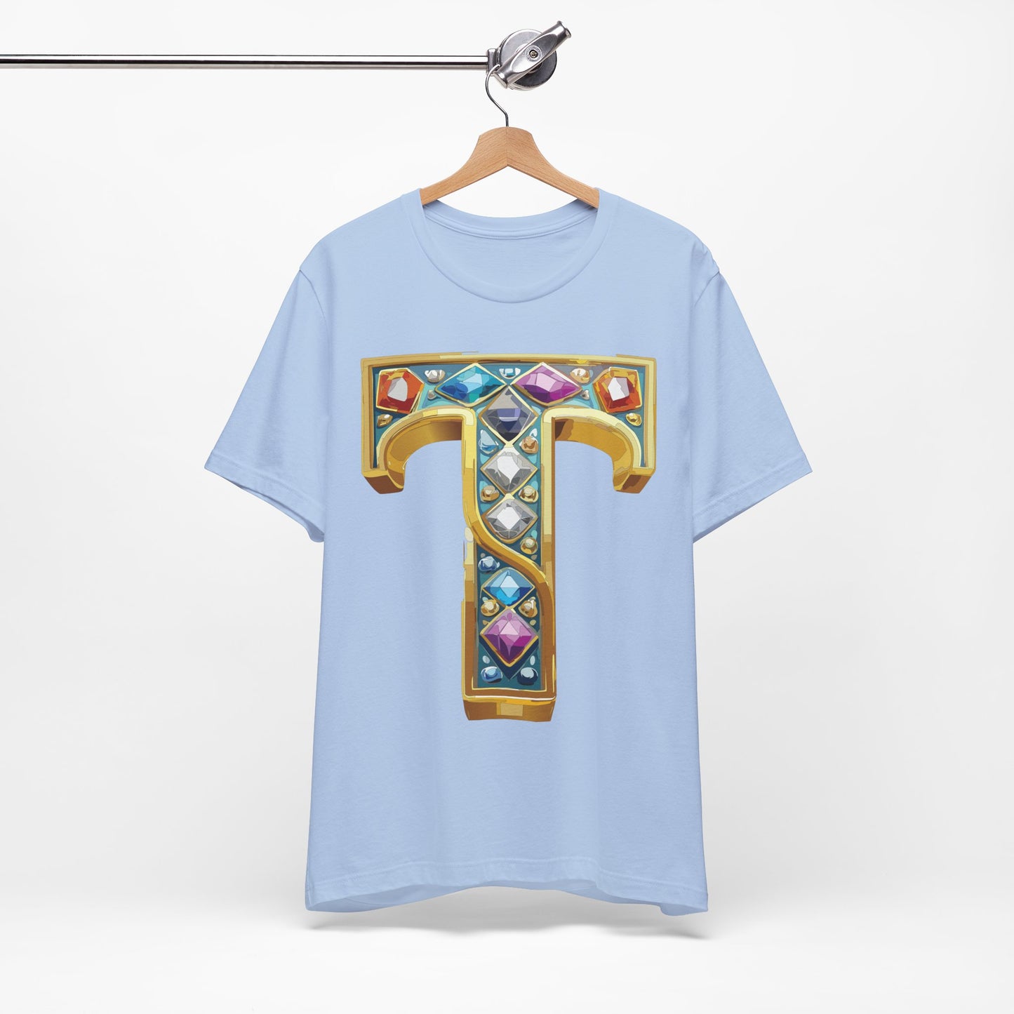 Letter Shirt, Shirt with Letters, Tee Shirt with Gold Letter, Shirt with Antique Letters