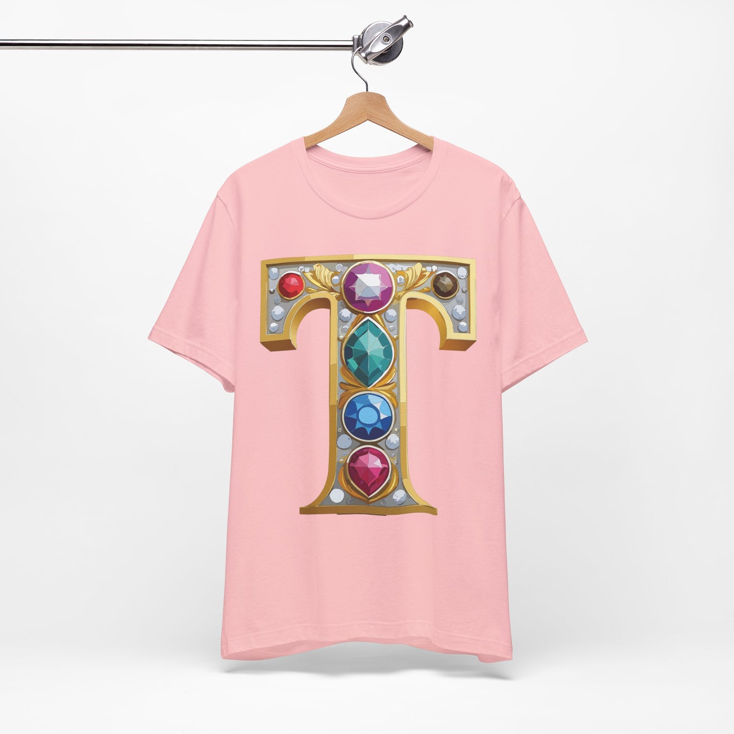 Letter Shirt, Shirt with Letters, Tee Shirt with Gold Letter, Shirt with Antique Letters