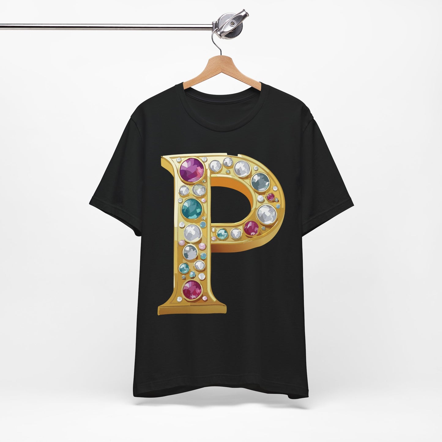 Letter Shirt, Shirt with Letters, Tee Shirt with Gold Letter, Shirt with Antique Letters