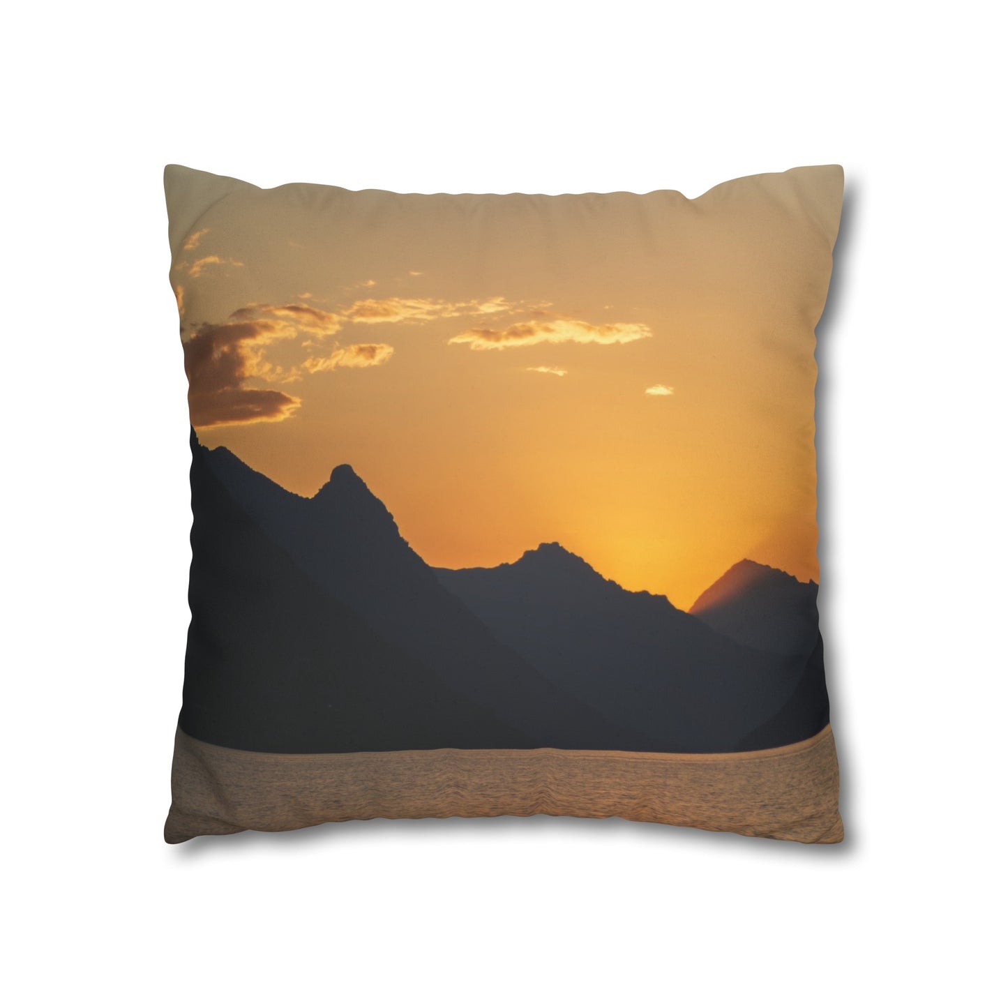 Faux Suede Square Pillowcase with Landscape