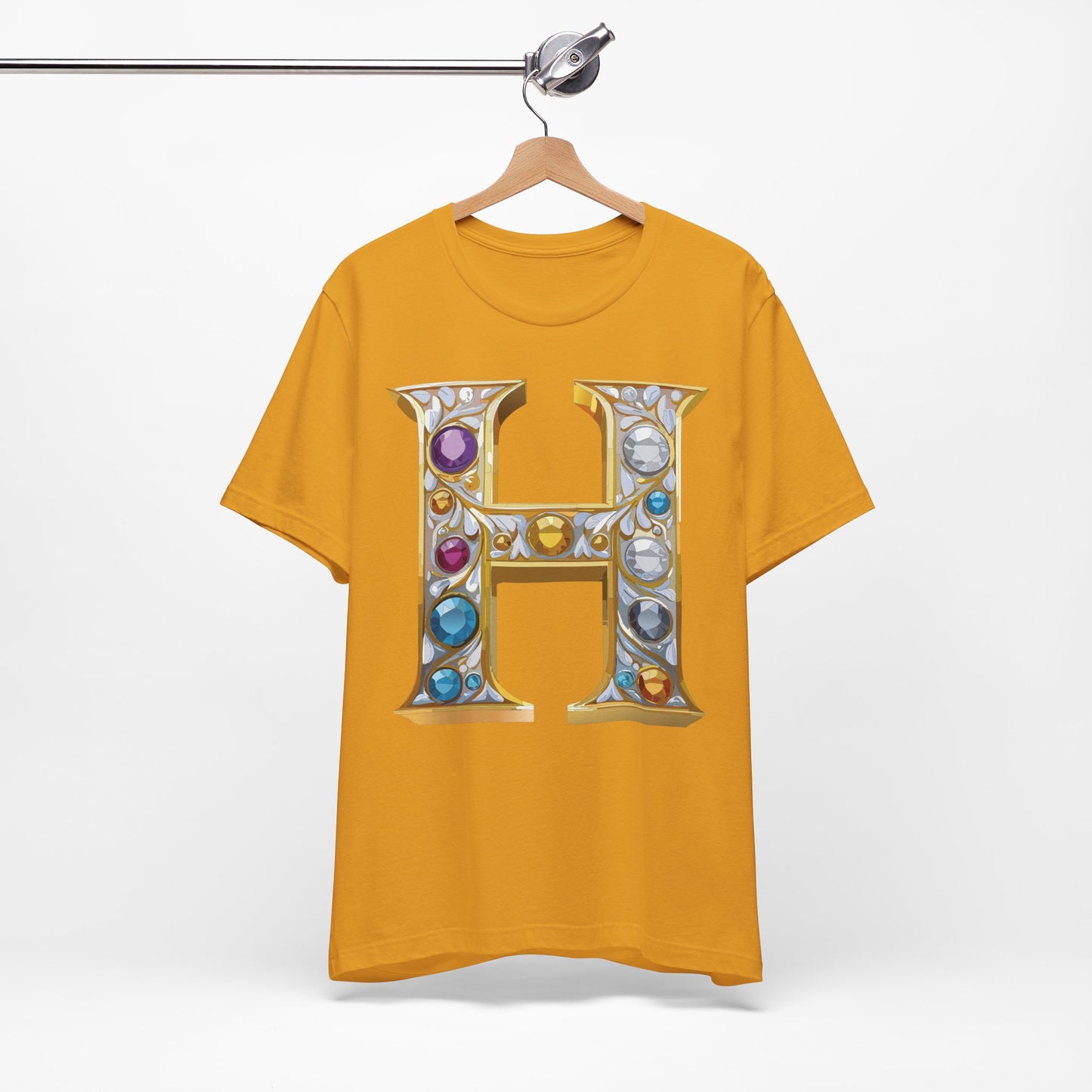 Letter Shirt, Shirt with Letters, Tee Shirt with Gold Letter, Shirt with Antique Letters