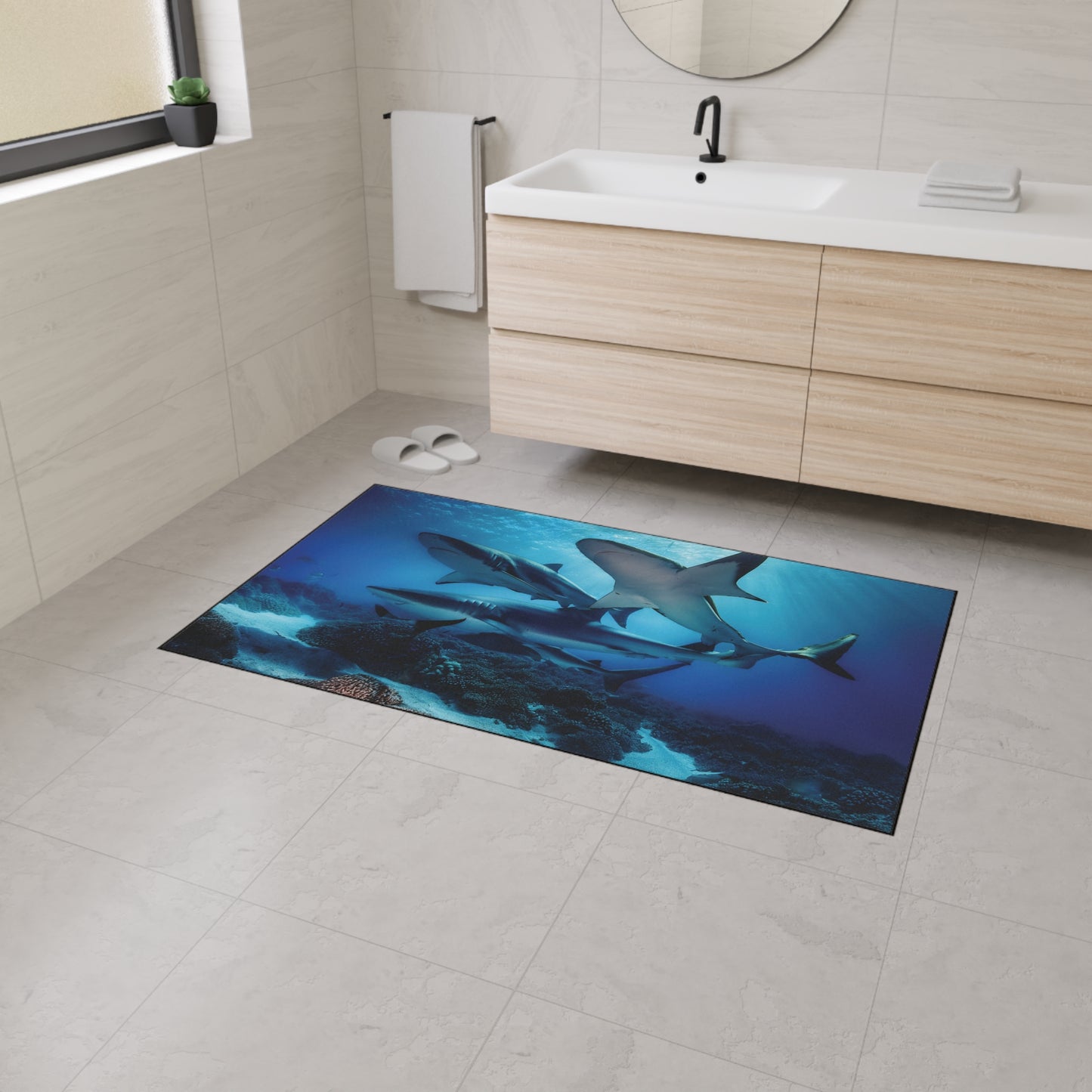 Heavy Duty Floor Mat - Deep Ocean - sharks