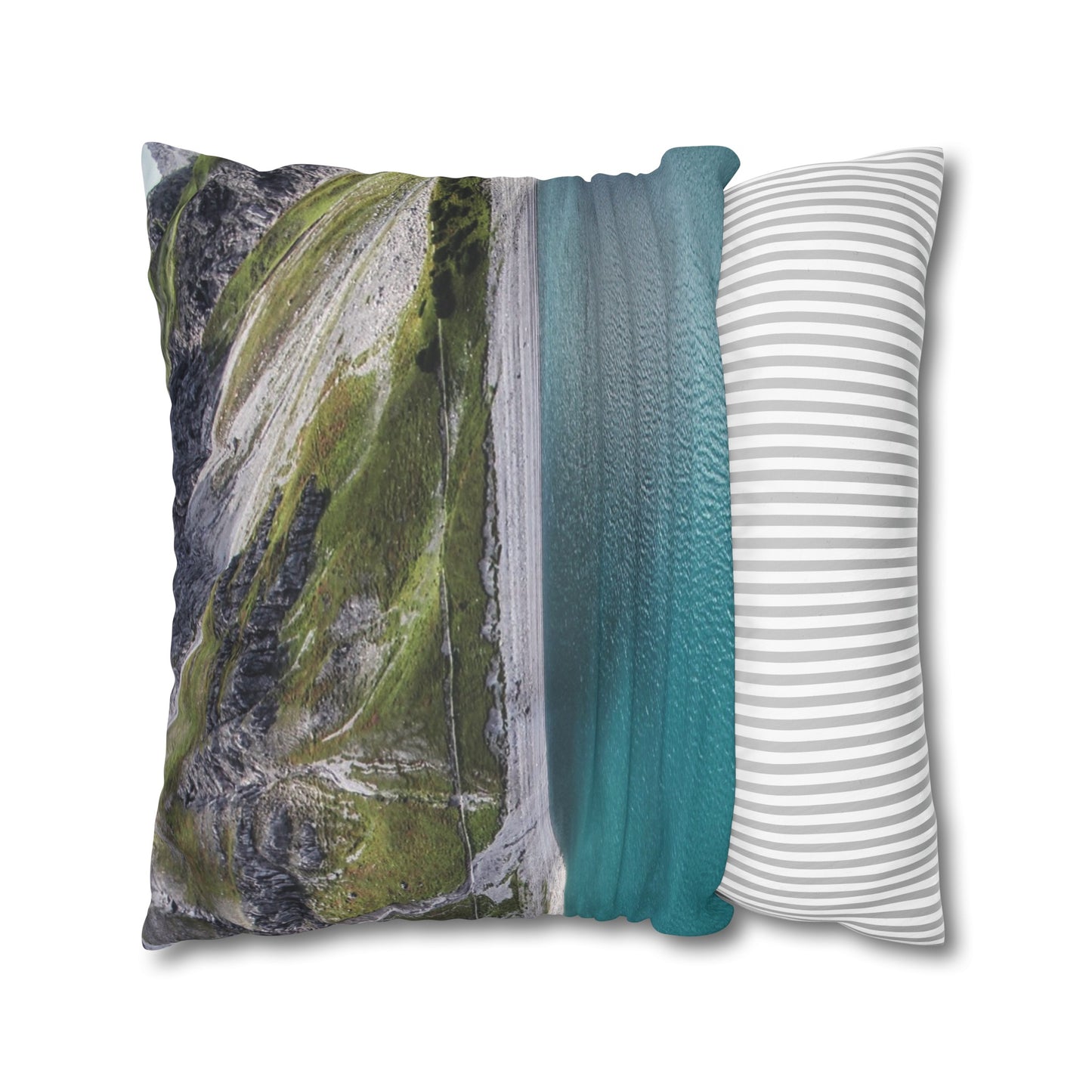 Faux Suede Square Pillowcase with Landscape