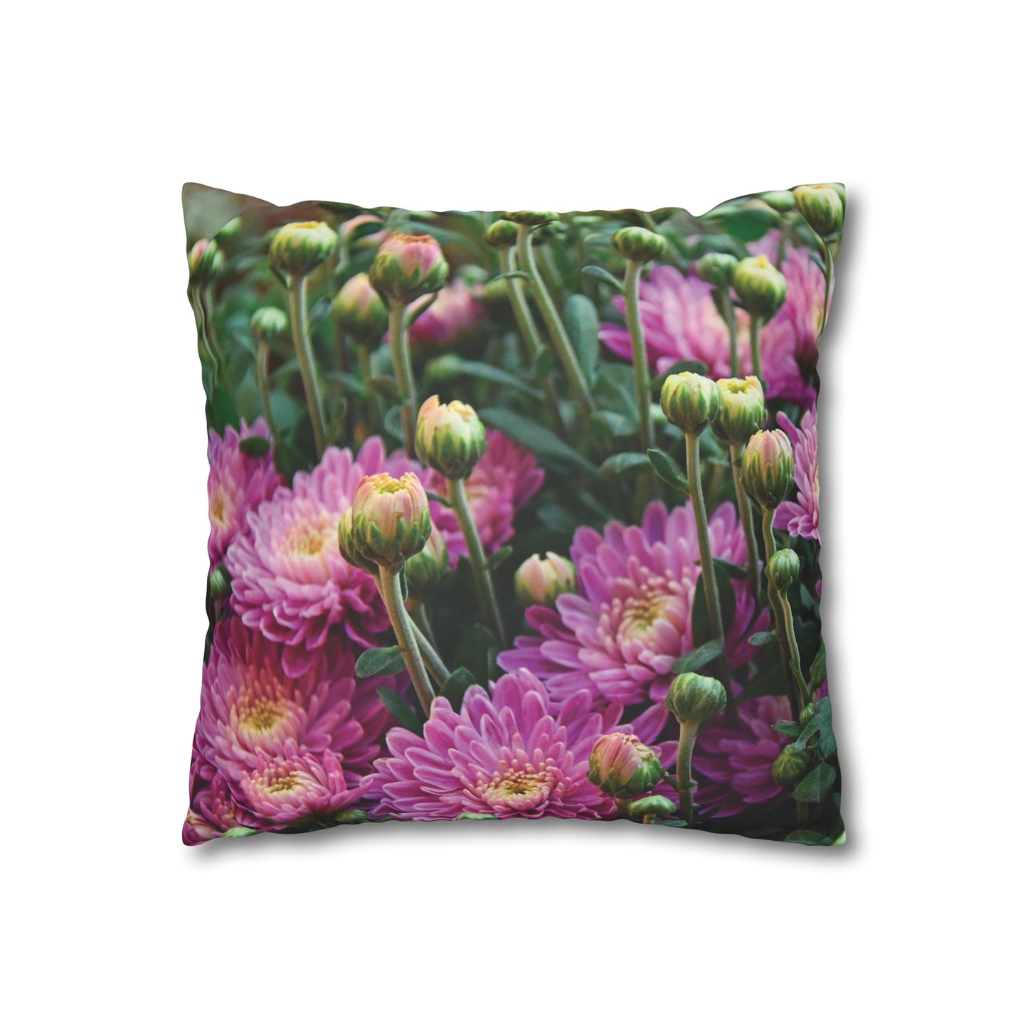 Floral Faux Suede Square Pillowcase