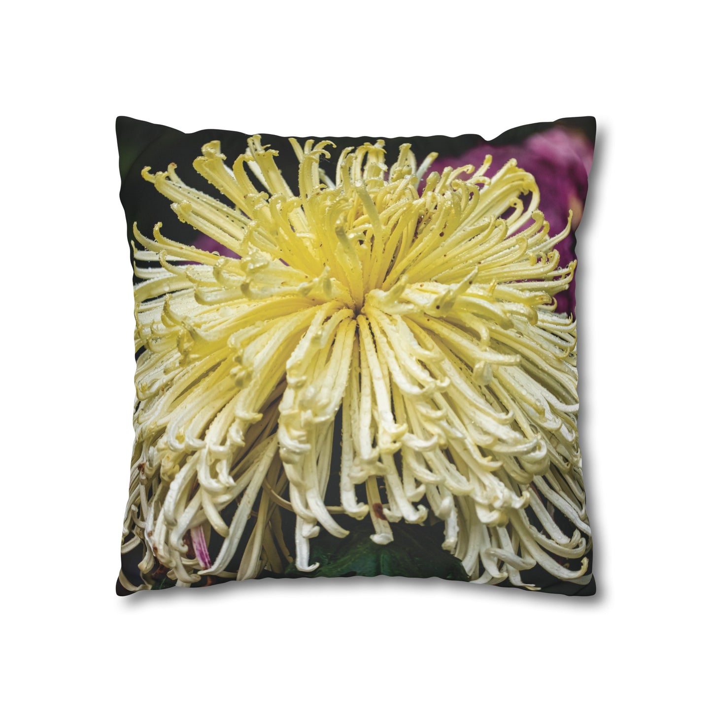 Floral Faux Suede Square Pillowcase