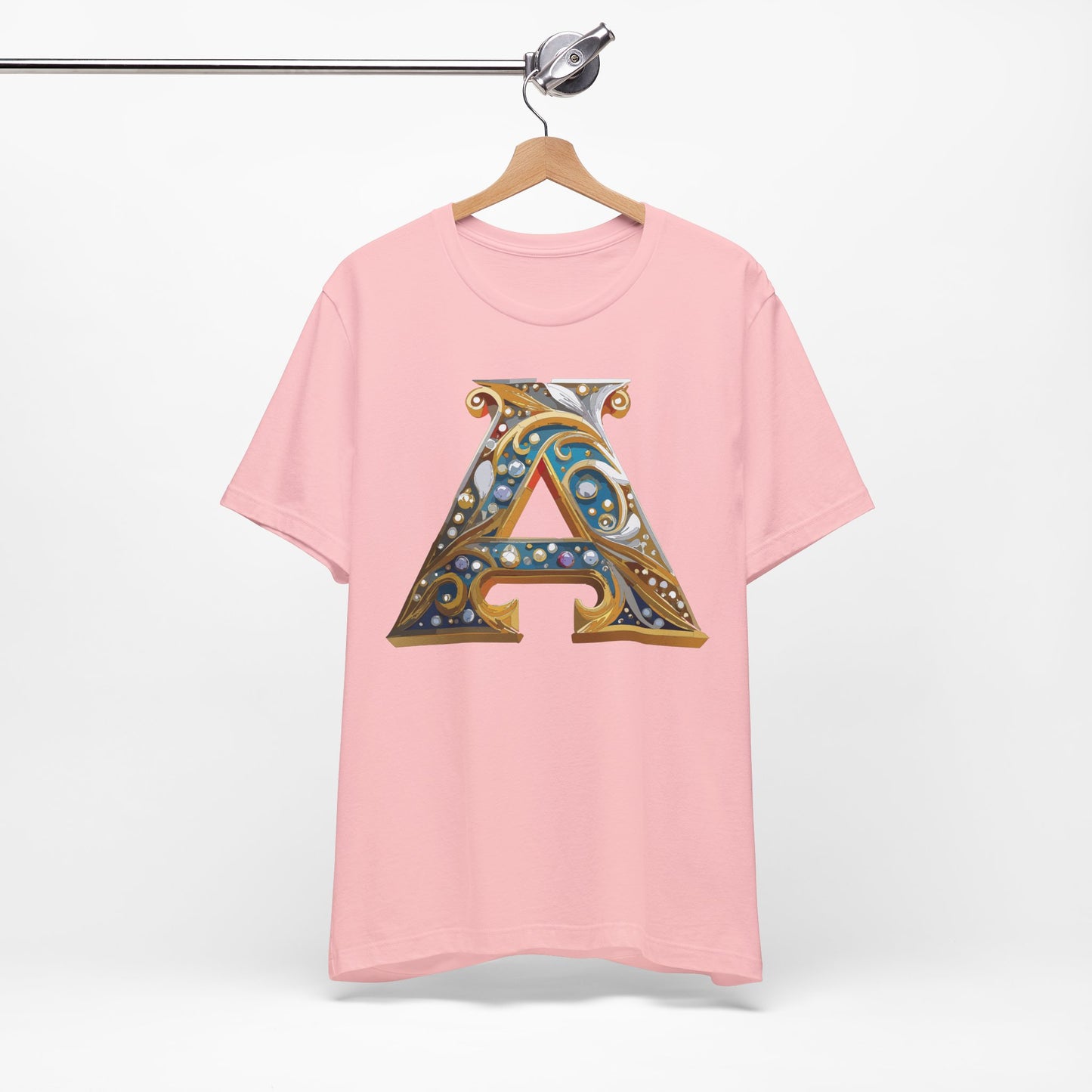 Letter Shirt, Shirt with Letters, Tee Shirt with Gold Letter, Shirt with Antique Letters