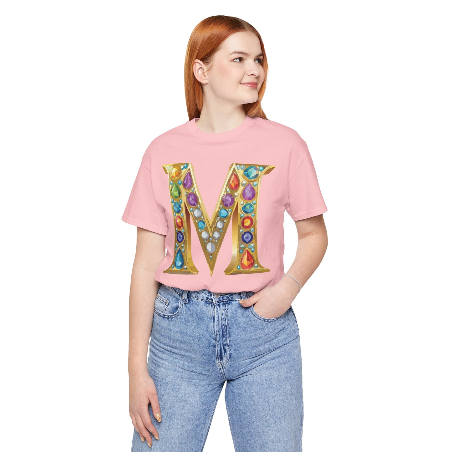 Letter Shirt, Shirt with Letters, Tee Shirt with Gold Letter, Shirt with Antique Letters
