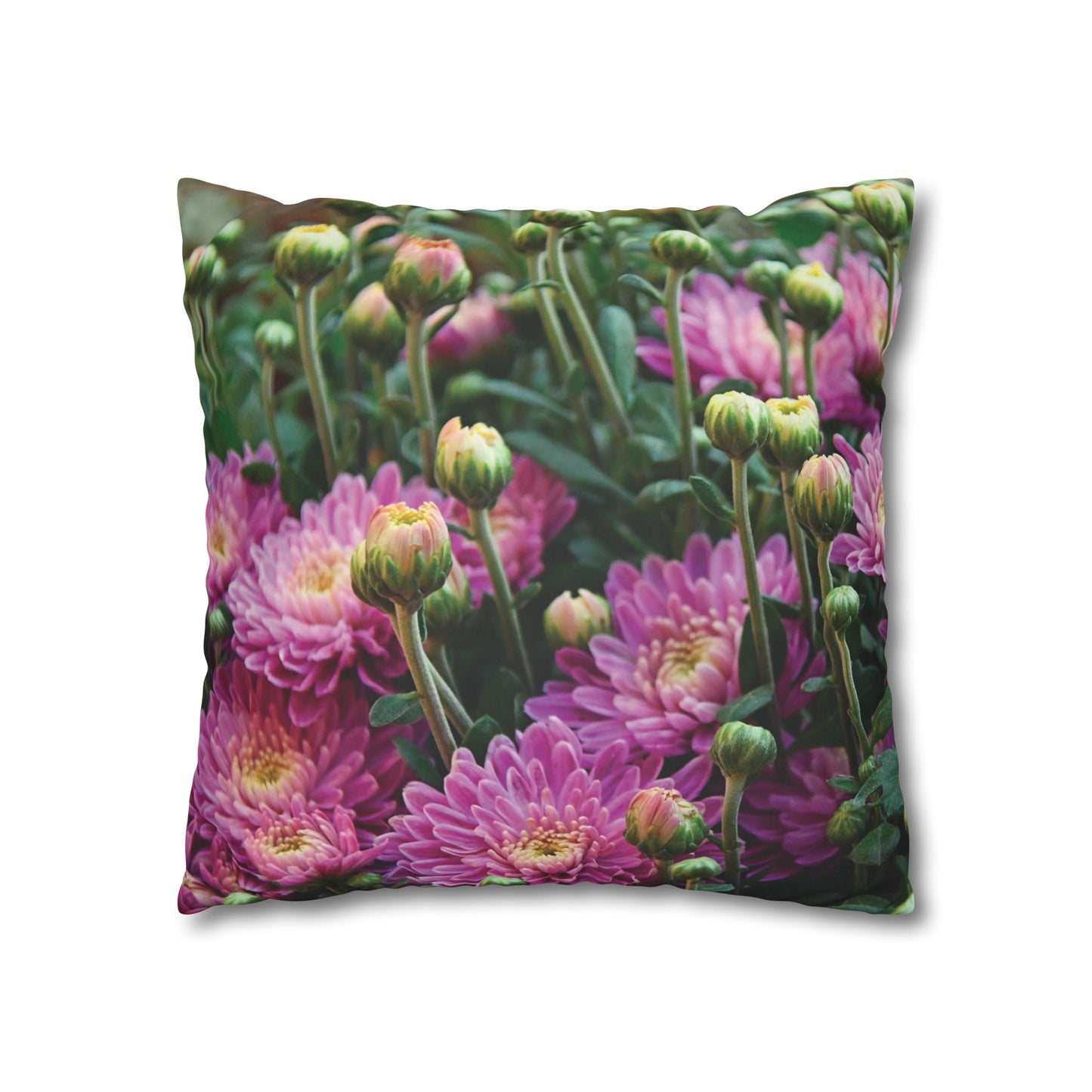 Floral Faux Suede Square Pillowcase