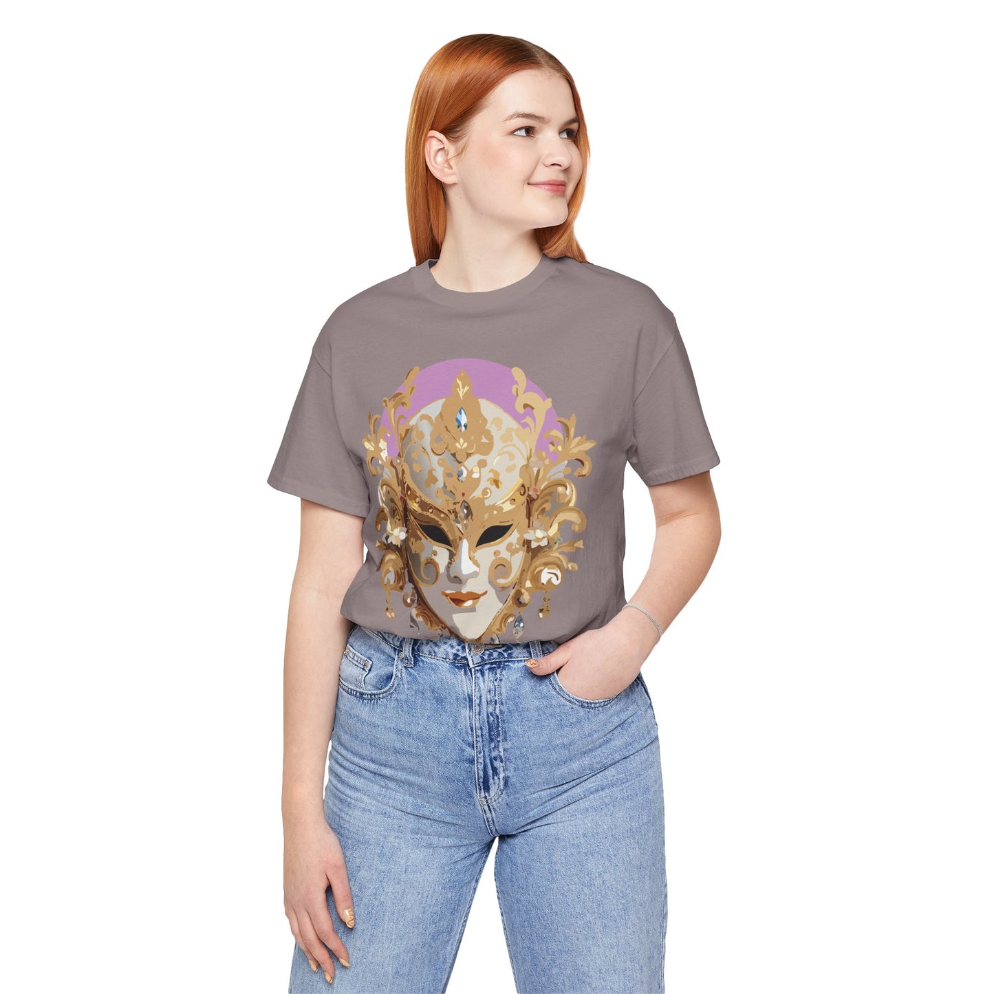 Mask Shirt, Shirt with Mask, Tee Shirt with Gold Face