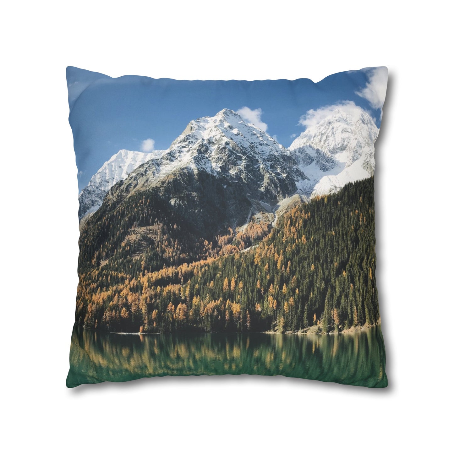 Faux Suede Square Pillowcase with Landscape