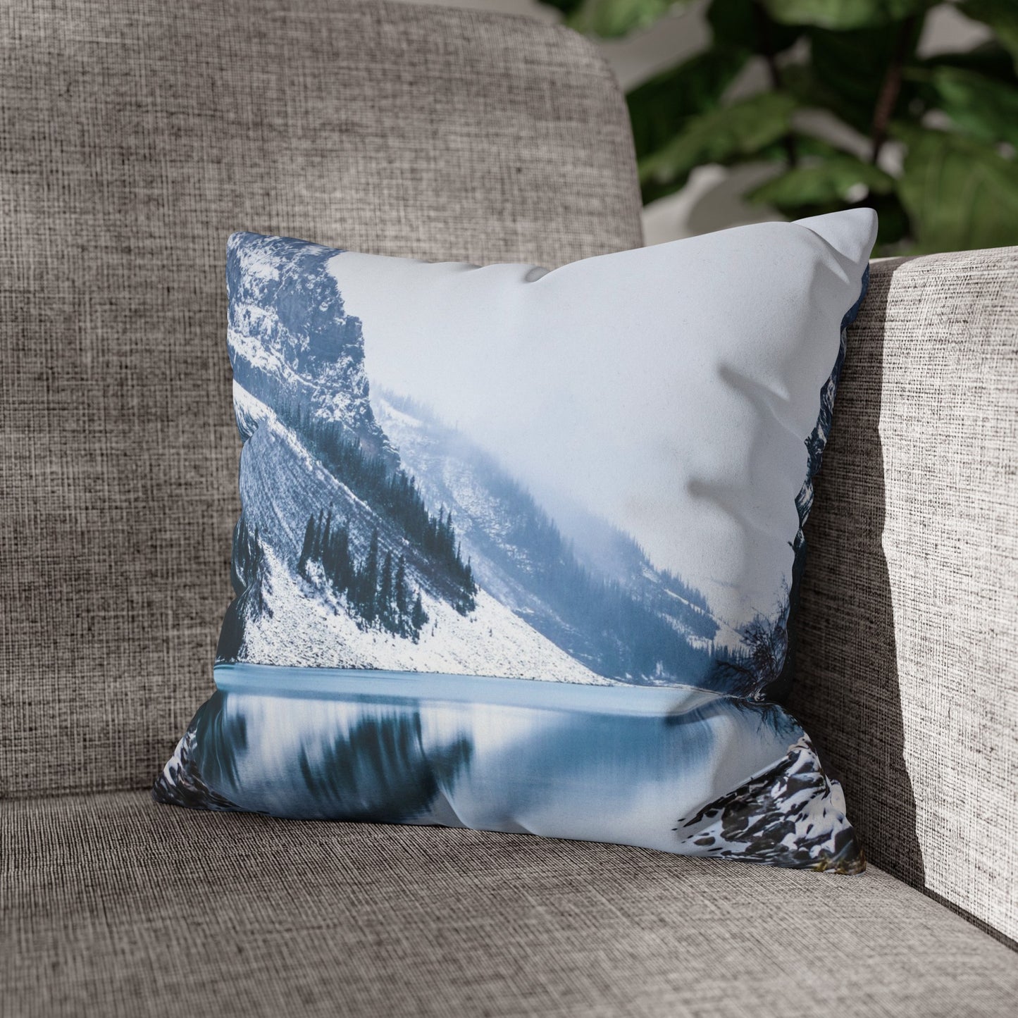 Faux Suede Square Pillowcase with Landscape