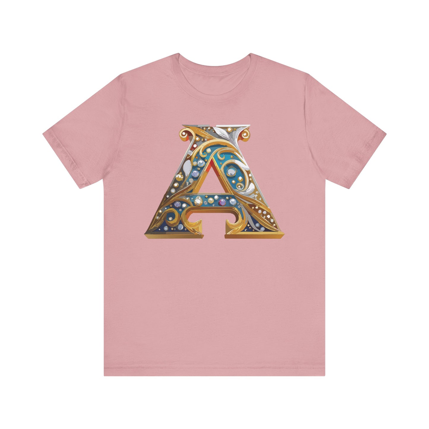 Letter Shirt, Shirt with Letters, Tee Shirt with Gold Letter, Shirt with Antique Letters