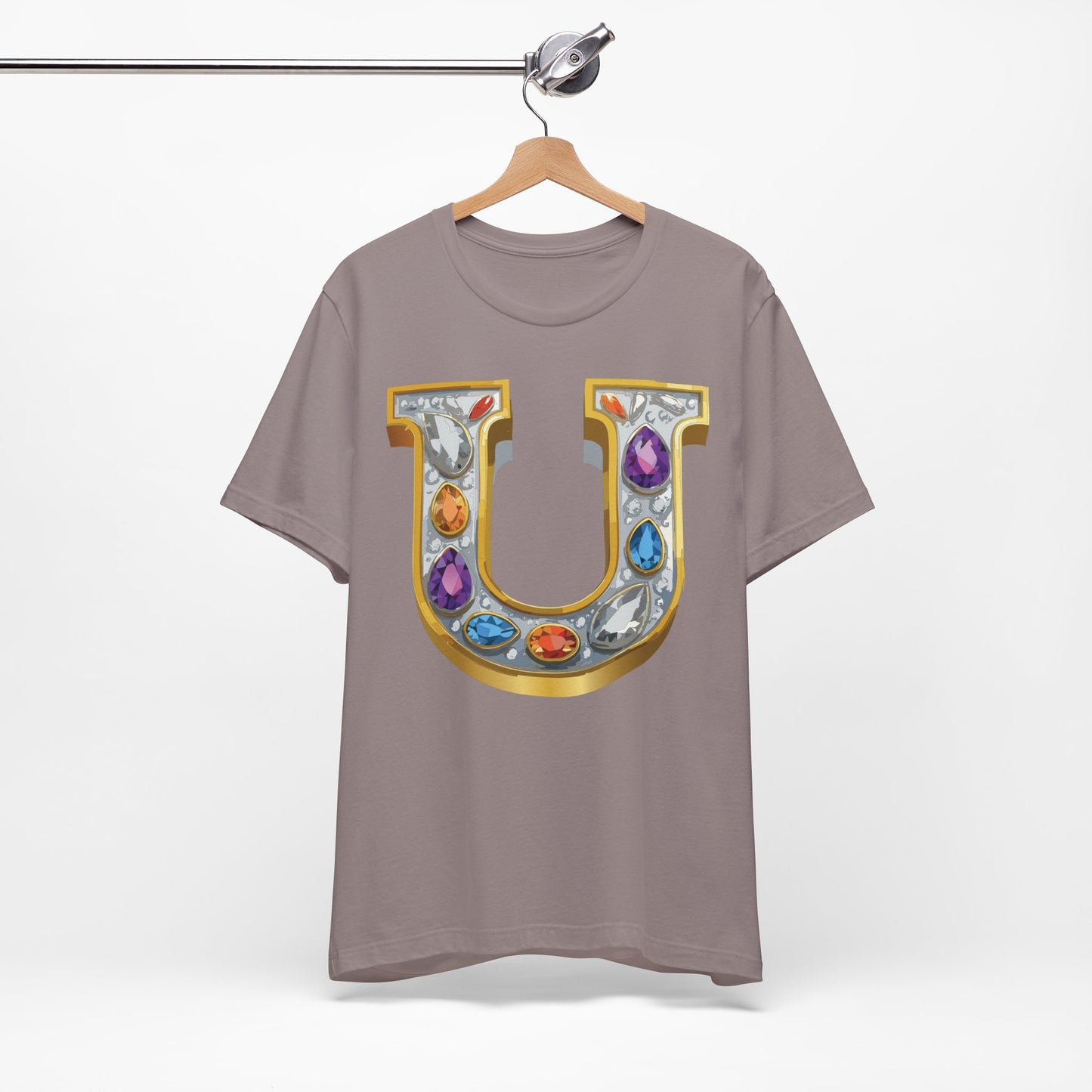 Letter Shirt, Shirt with Letters, Tee Shirt with Gold Letter, Shirt with Antique Letters