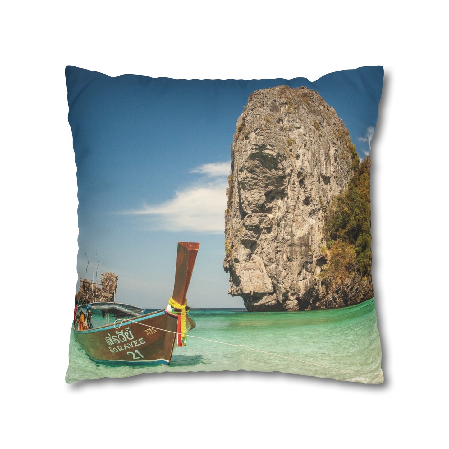 Beach Faux Suede Square Pillowcase