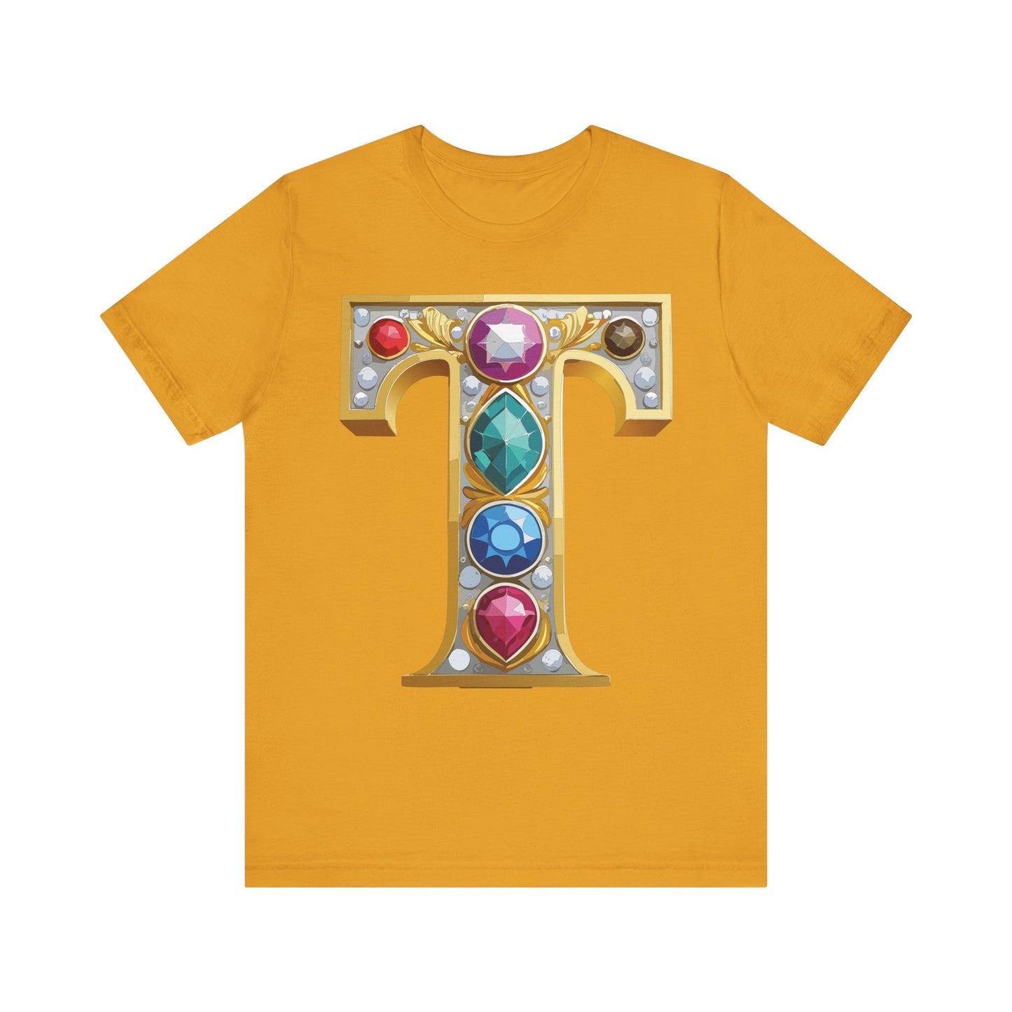 Letter Shirt, Shirt with Letters, Tee Shirt with Gold Letter, Shirt with Antique Letters