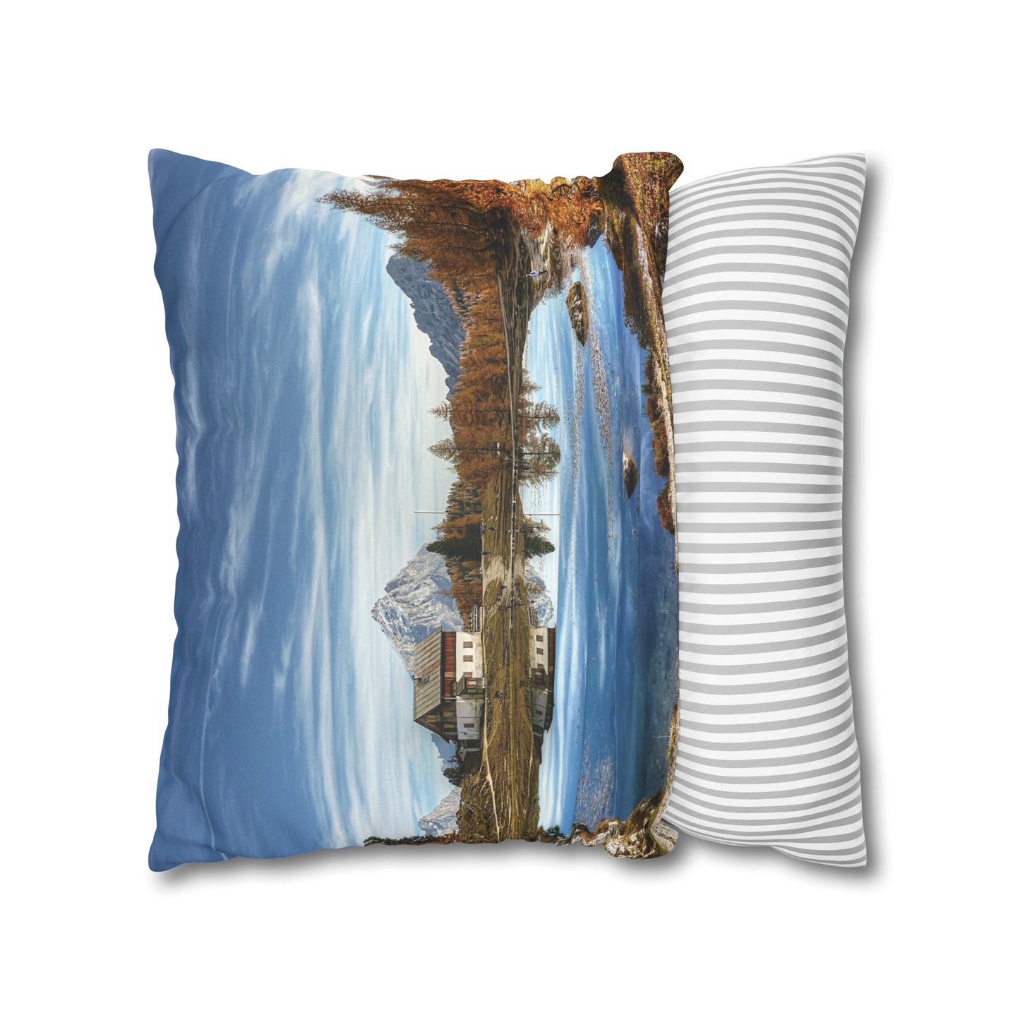 Faux Suede Square Pillowcase with Landscape