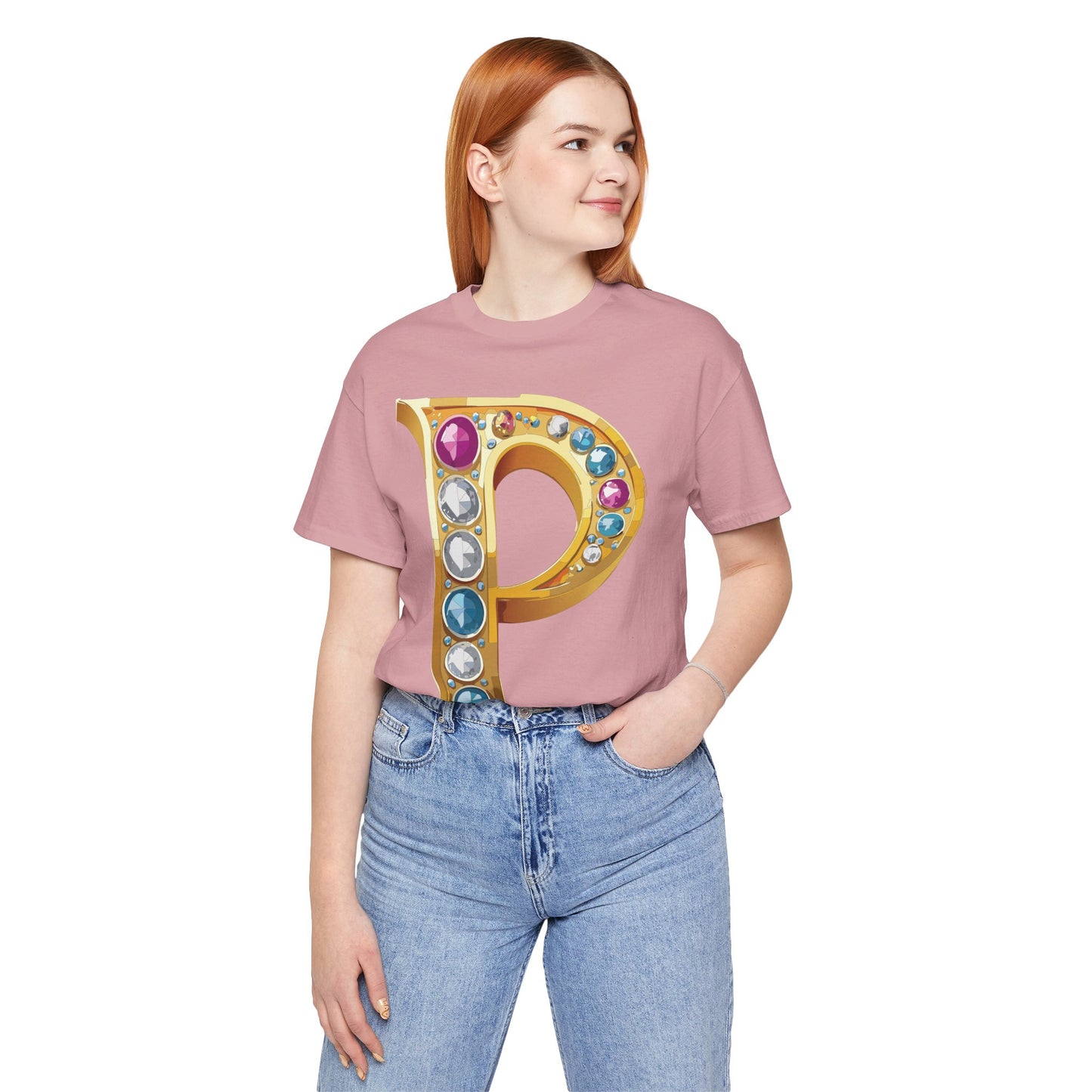 Letter Shirt, Shirt with Letters, Tee Shirt with Gold Letter, Shirt with Antique Letters