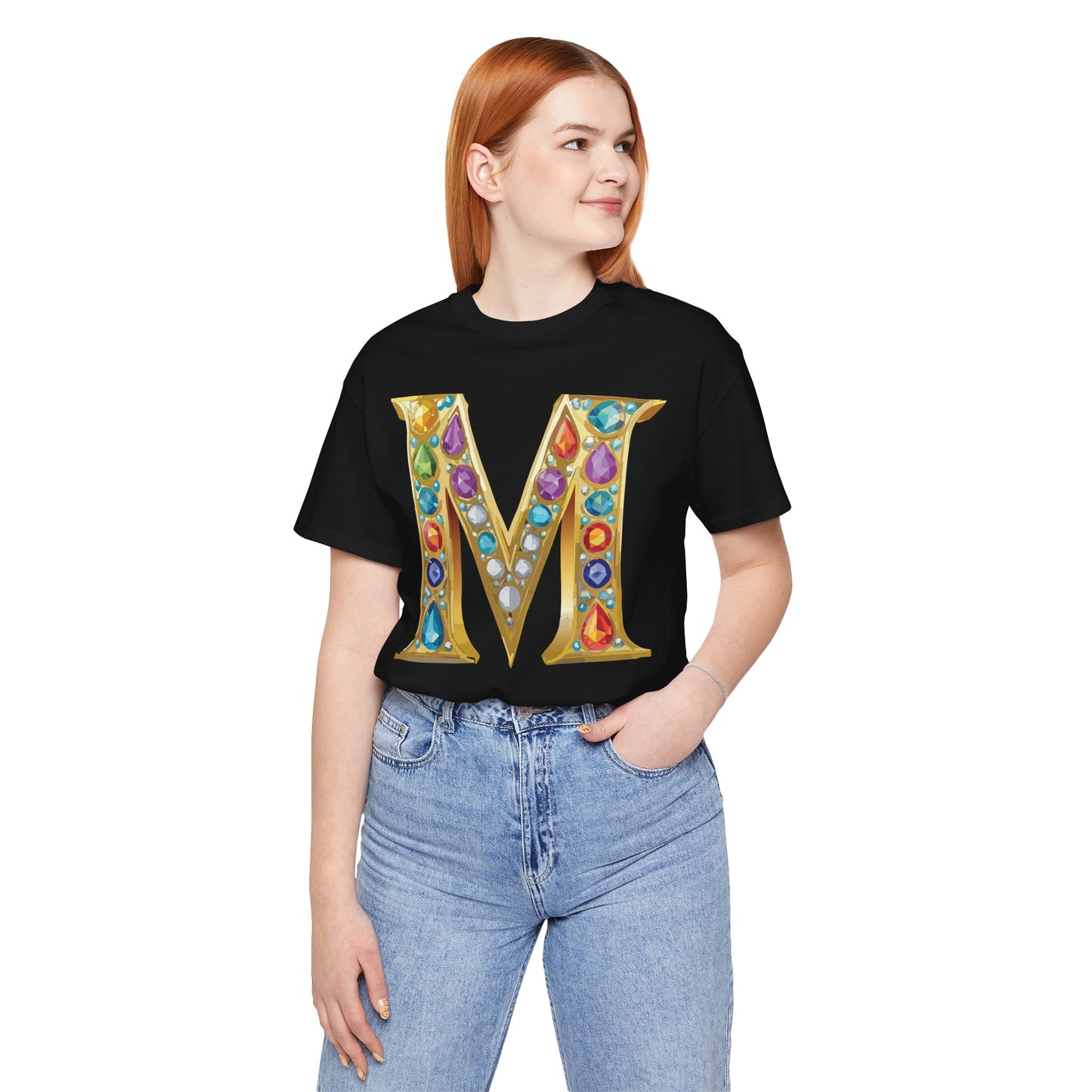 Letter Shirt, Shirt with Letters, Tee Shirt with Gold Letter, Shirt with Antique Letters