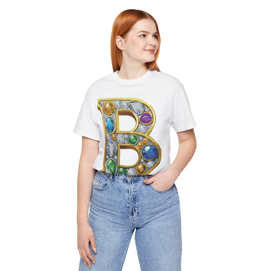Letter Shirt, Shirt with Letters, Tee Shirt with Gold Letter, Shirt with Antique Letters