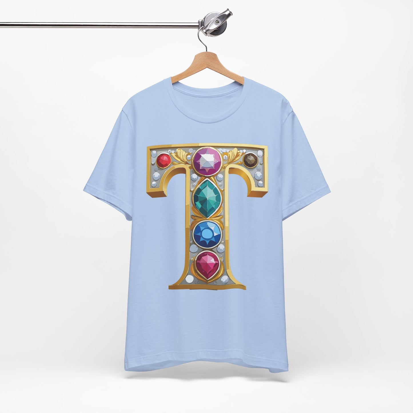 Letter Shirt, Shirt with Letters, Tee Shirt with Gold Letter, Shirt with Antique Letters