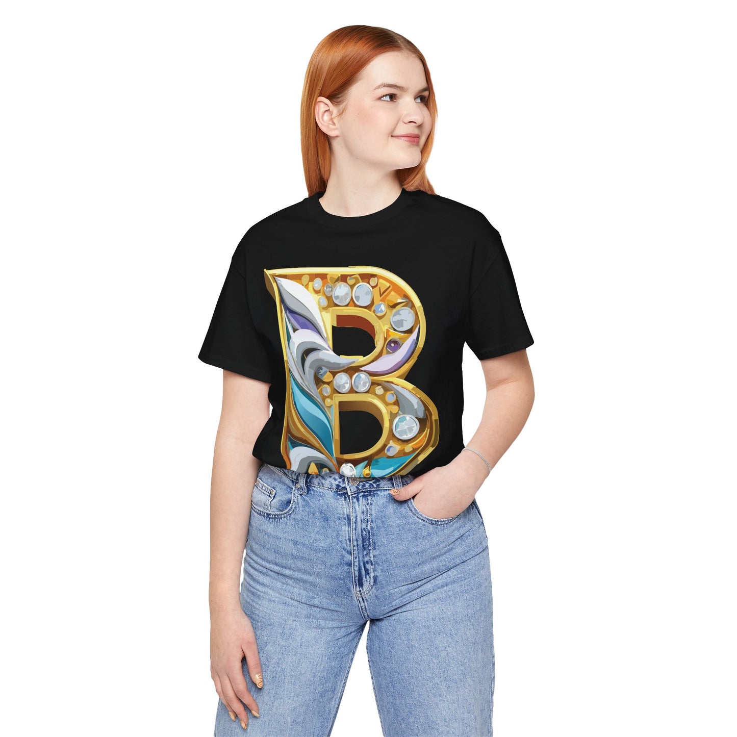 Letter Shirt, Shirt with Letters, Tee Shirt with Gold Letter, Shirt with Antique Letters