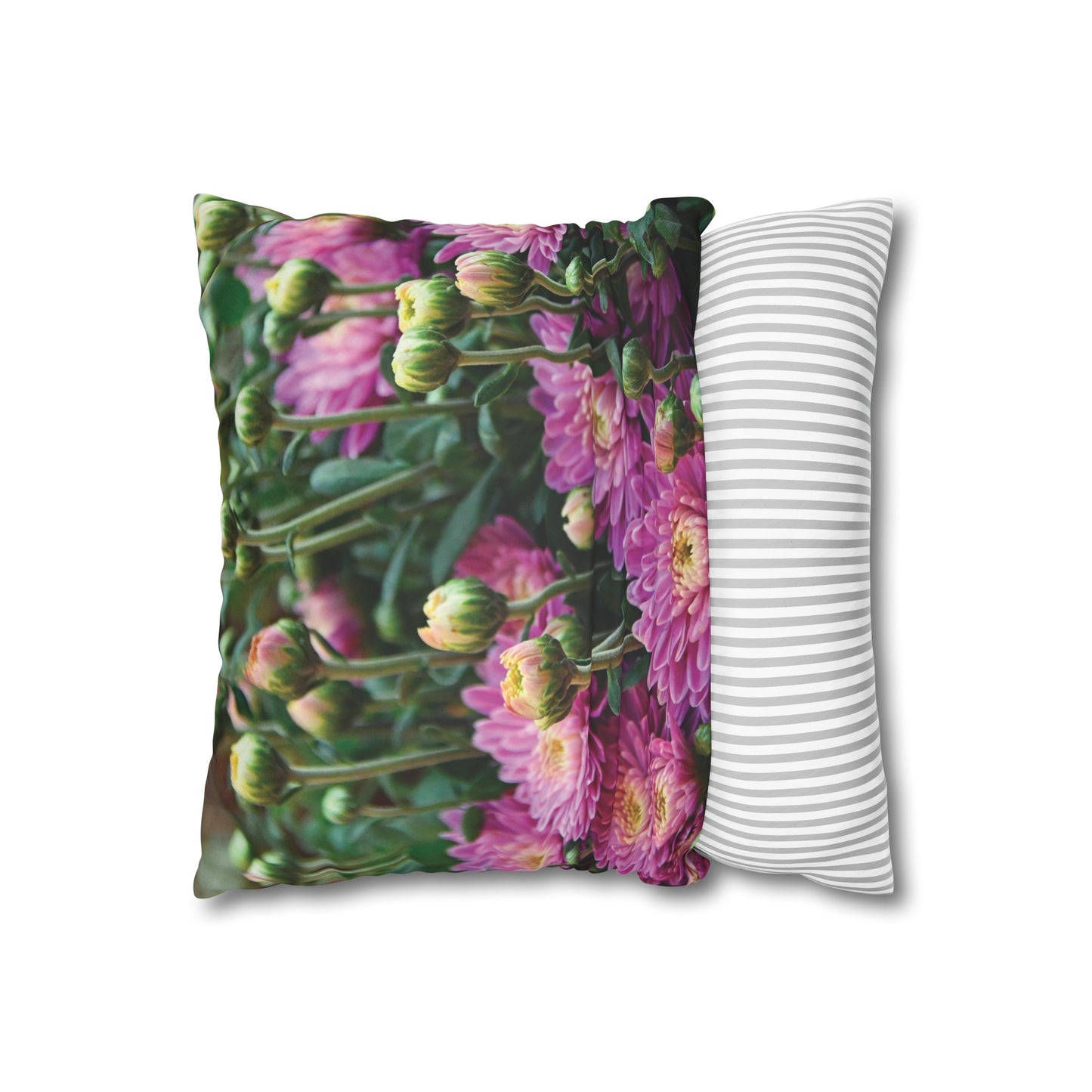 Floral Faux Suede Square Pillowcase