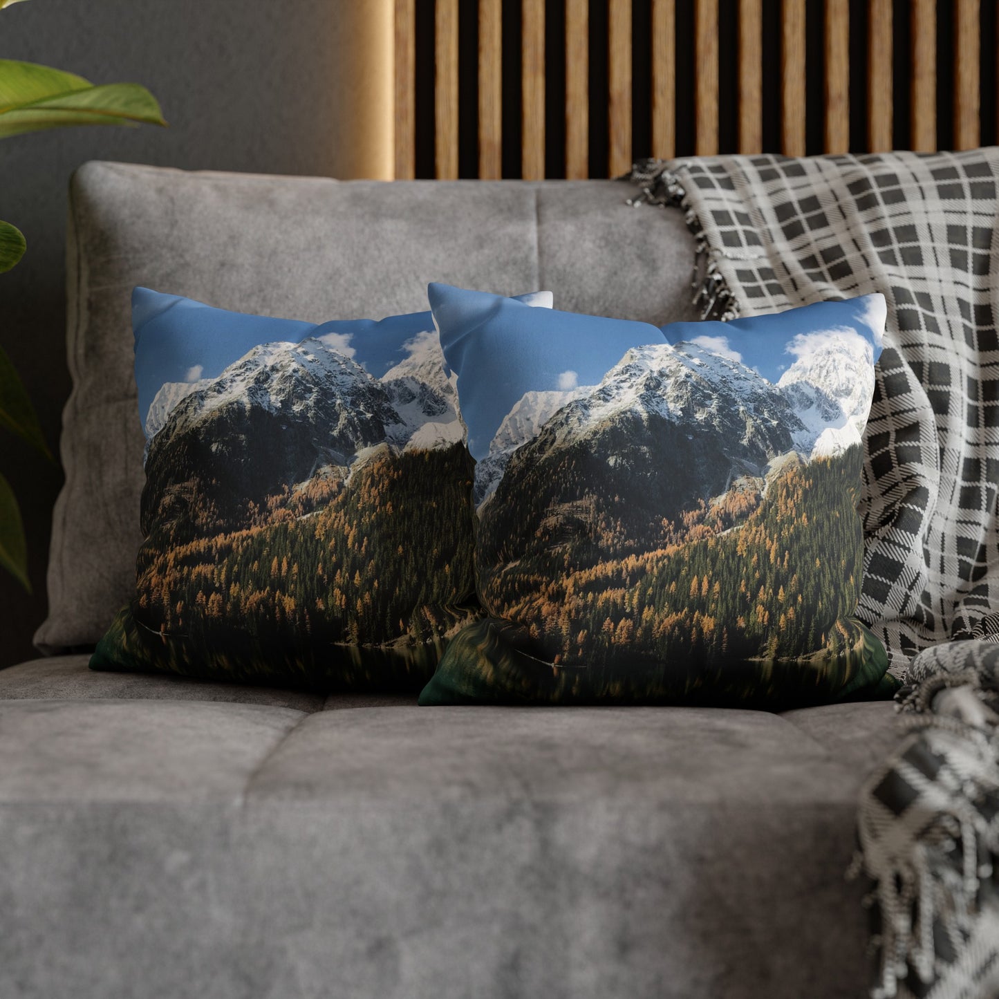 Faux Suede Square Pillowcase with Landscape