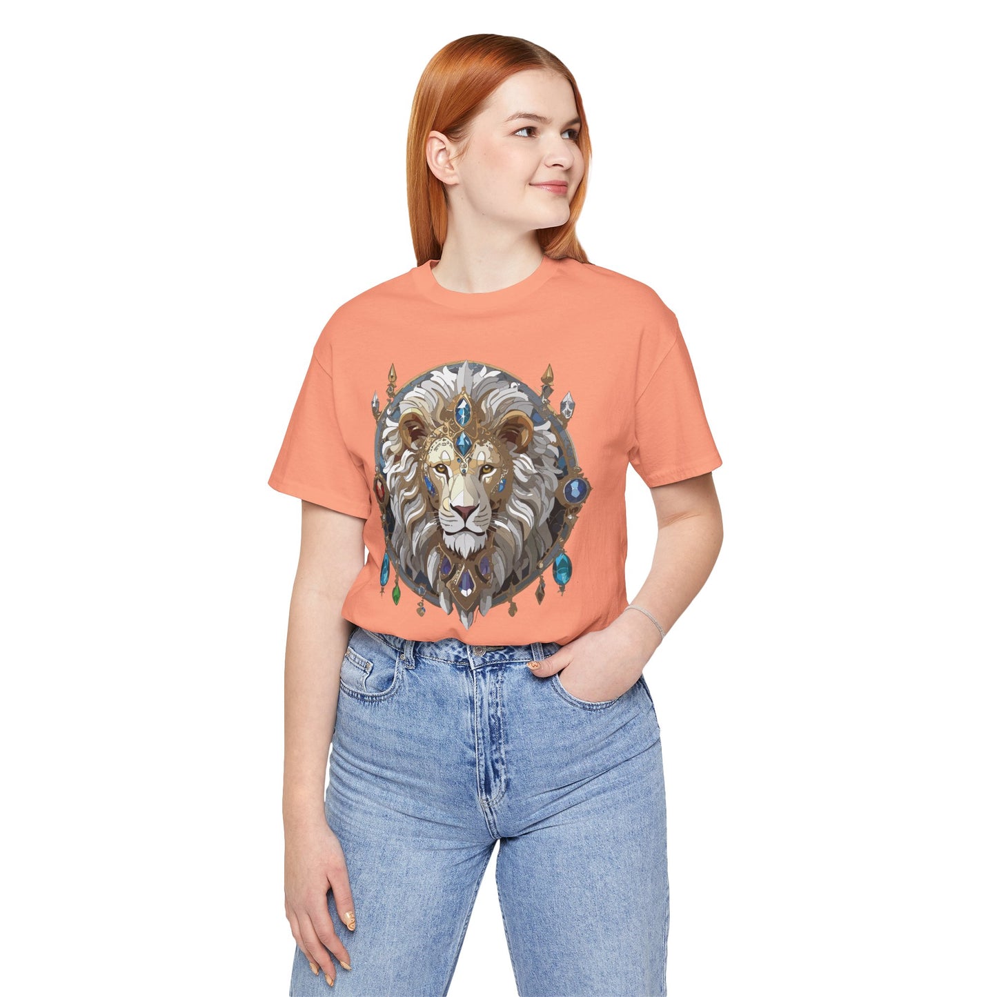 Animal Shirt, Shirt with Animal, Tee Shirt with Gold Animal Medal, Shirt with Antique Animal Medallion